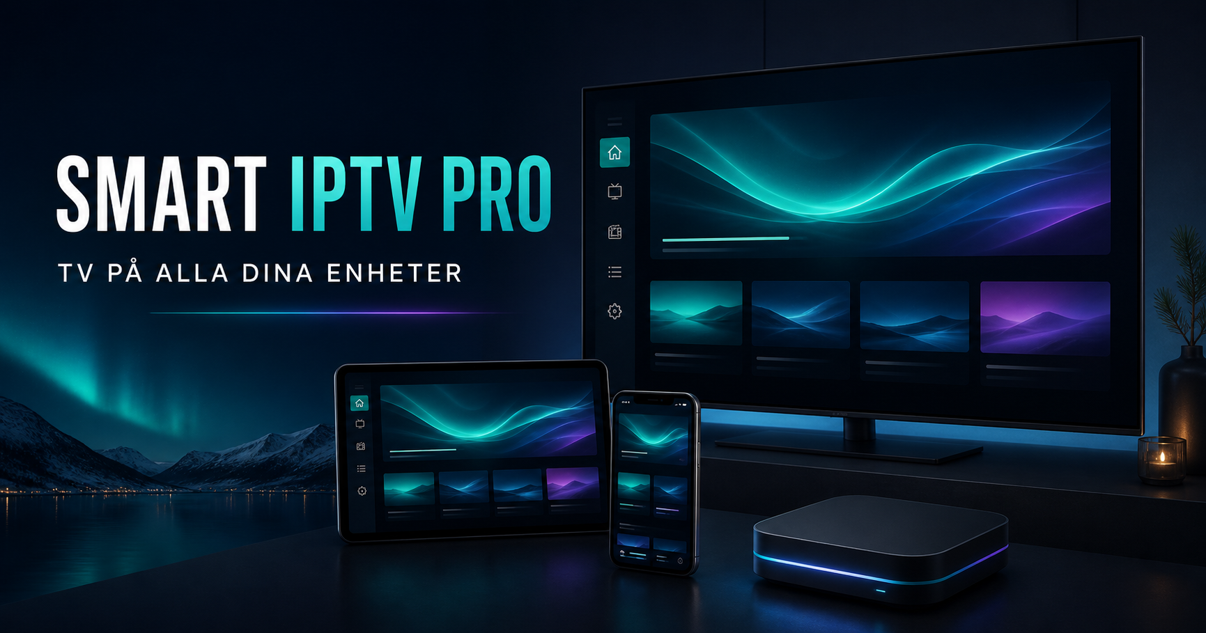 Smart IPTV Pro på Smart TV, surfplatta, mobil och TV-box i nordisk miljö